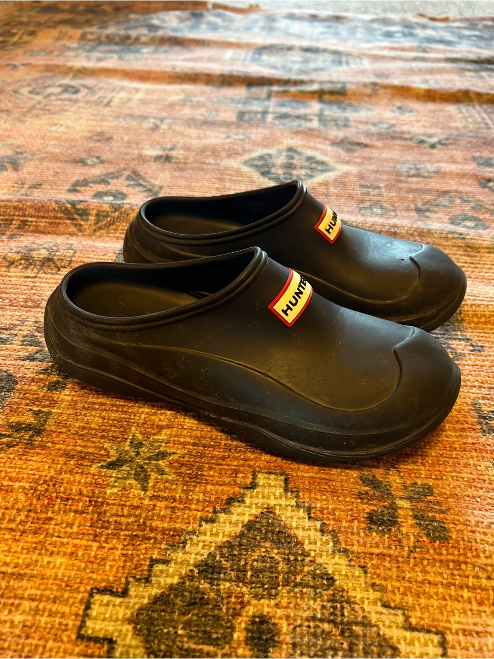 Hunter Black Slip-On Clog Mules